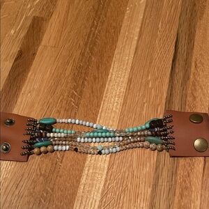 Silpada Brown Beaded Bracelet with Leather Accents